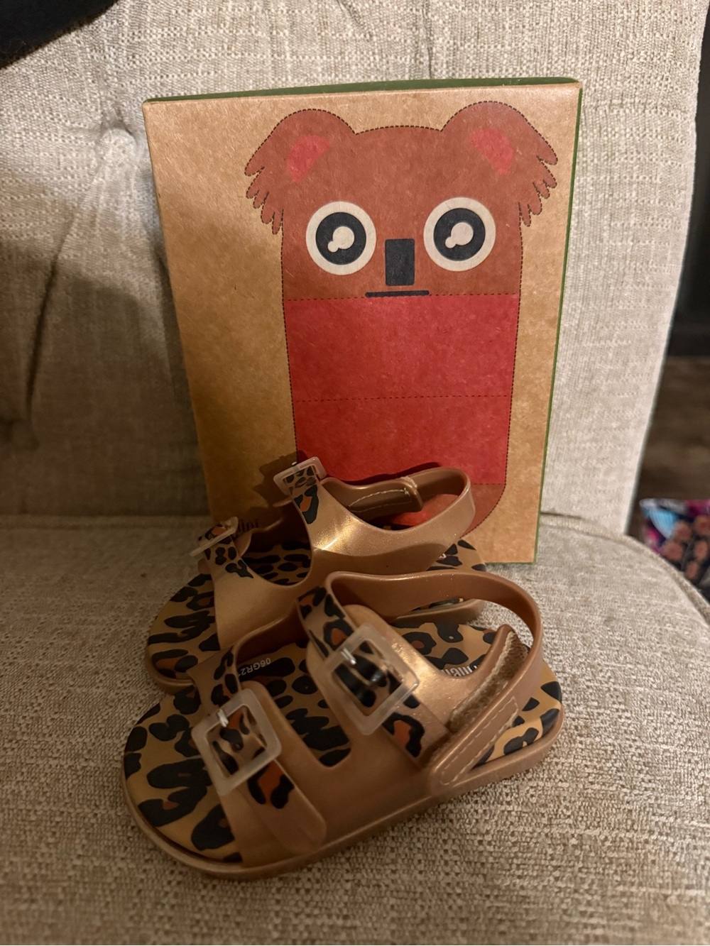Mini Melissa Metallic Brown Leopard-Print Sandals